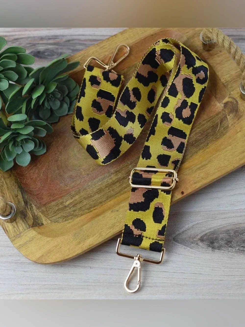 NWT Yellow Leopard Print Adjustable Guitar Bag Strap